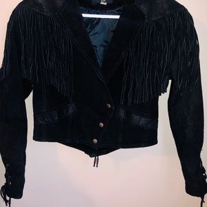 Genuine leather vintage (1980s) fringe jacket